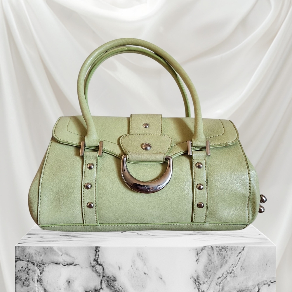 Vintage Y2K 90s Womens  Pastel Lime Green Satchel Hand Bag